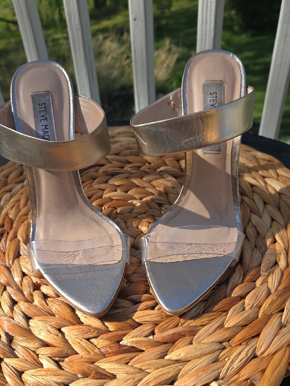 Steve Madden Silver Pointed Open-Toe Mules